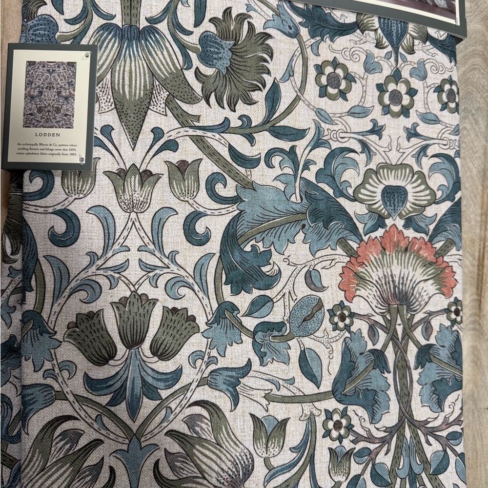 William Morris & Co. Floral Lodden 50”X 96” Window Curtains 2PC Set - Picture 4 of 5
